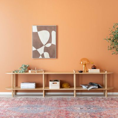 Veke Askel tammi korkea tv-taso 230x35x53,5 cm pyöreällä päädyllä lakattu tammi