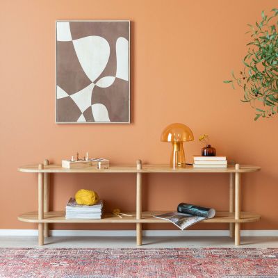 Veke Askel tammi korkea tv-taso 165x35x53,5 cm pyöreällä päädyllä lakattu tammi