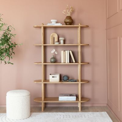 Veke Askel tammi avohylly 100x35x152 cm pyöreällä päädyllä lakattu tammi | Alk. 922,00 €