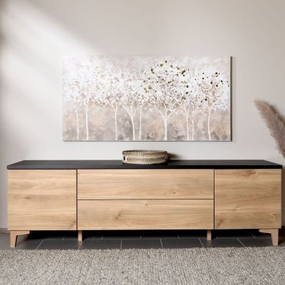 Hiipakka Niklas tv-taso 200 cm N6.1 hunaja tammi/musta | Alk. 972,00 €