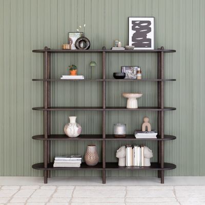 Veke Askel tammi avohylly 165x35x152 cm pyöreällä päädyllä savutammi