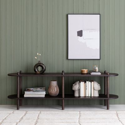 Veke Askel tammi korkea tv-taso 165x35x53,5 cm pyöreällä päädyllä savutammi | Alk. 592,00 €