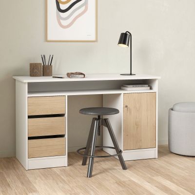 Tvilum Funktion työpöytä 3-laatikkoa+kaappi tammi/valkoinen | Alk. 149,00 €
