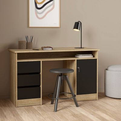Tvilum Funktion työpöytä 3-laatikkoa+kaappi tammi/musta | Alk. 149,00 €