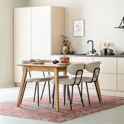 Veke Koto-Daniel 4-hengen ruokailuryhmä öljytty tammi/vaalea beige Basel | Alk. 1 235,00 €
