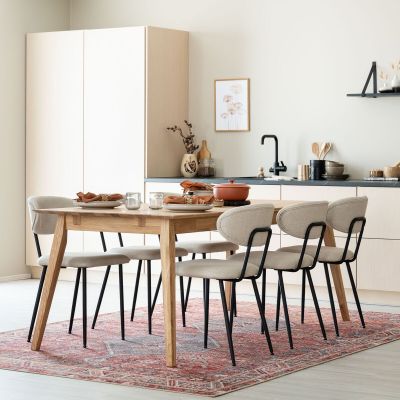 Veke Koto-Daniel 6-hengen ruokailuryhmä öljytty tammi/vaalea beige Basel | Alk. 1 553,00 €