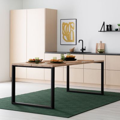 Veke Manner tammi lankkupöytä 195x90 cm lakattu tammi/musta, asiakaspalautus | Alk. 960,00 €
