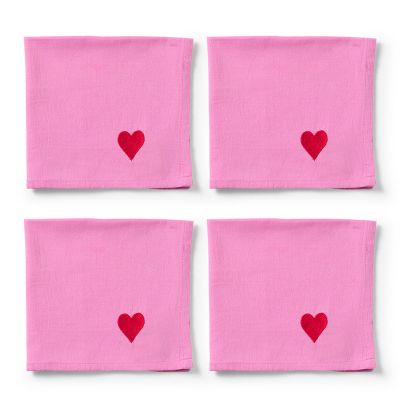 Midnatt Lautasliinat Vaaleanpunaiset Sydämet 40x40 cm 4-paketti | Alk. 40,00 €