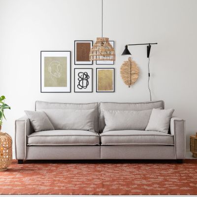 Veke Löhö 3-istuttava sohva hiekka Solid 09, mustat jalat, asiakaspalautus