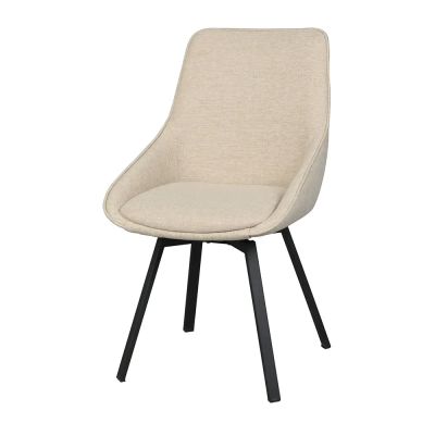 Rowico Home, Alison ruokapöydän tuoli vaaleanbeige kangas/mustat metallijalat