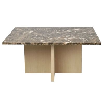 Rowico Home, Brooksville sohvapöytä 90x90 cm ruskea marmori/valkopigmentoitunut tammi