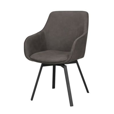 Rowico Home, Alison karmruokapöydän tuoli tummanharmaa mikrokuitu/mustat metallijalat