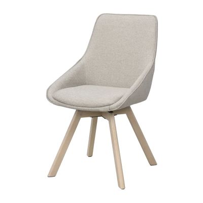 Rowico Home, Alison ruokapöydän tuoli beige kangas/valkoisella pigmentillä värjätyt tammijalat