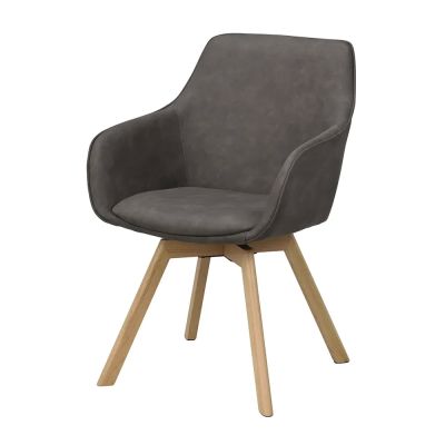 Rowico Home, Alison karmruokapöydän tuoli tummanharmaa mikrokuitu/tammijalat