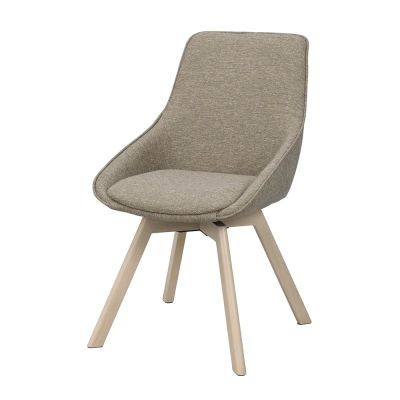 Rowico Home, Alison ruokapöydän tuoli tummanbeige kangas/valkoisella pigmentillä värjätyt tammijalat