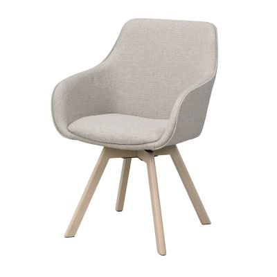 Rowico Home, Alison karmruokapöydän tuoli beige kangas/valkoisella pigmentillä värjätyt tammijalat