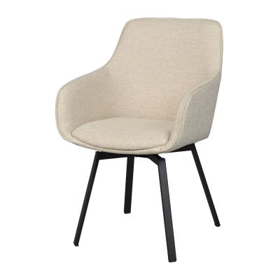 Rowico Home, Alison karmruokapöydän tuoli vaaleanbeige kangas/mustat metallijalat