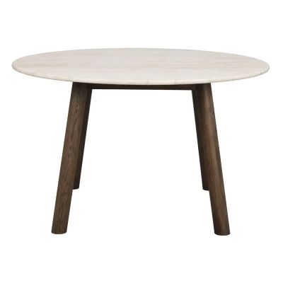 Rowico Home, Taransay ruokapöytä Ø125 cm beige travertiini/ruskea tammi | Alk. 1 506,00 €