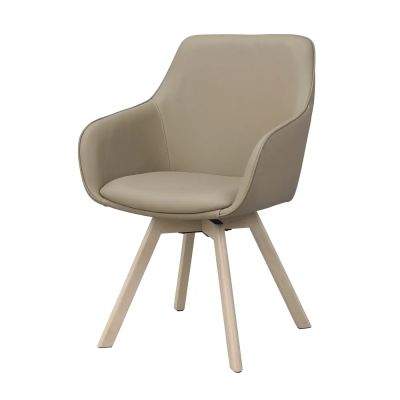 Rowico Home, Alison karmruokapöydän tuoli beige nahka/valkoisella pigmentillä värjätyt tammijalat | Alk. 405,00 €