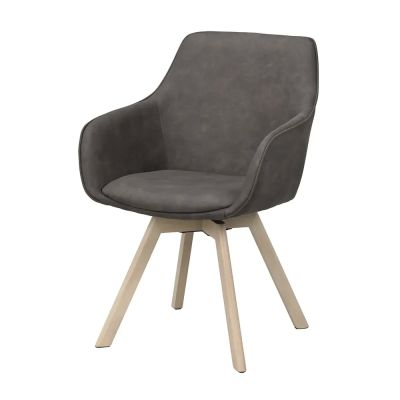 Rowico Home, Alison karmruokapöydän tuoli tummanharmaa mikrokuitu/valkoisella pigmentillä värjätyt tammijalat