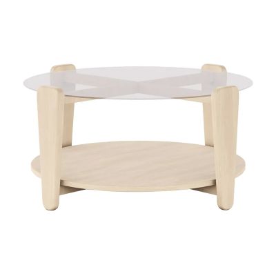 Rowico Home, Arran sohvapöytä Ø93 valkopigmentti tammi/lasi | Alk. 471,00 €