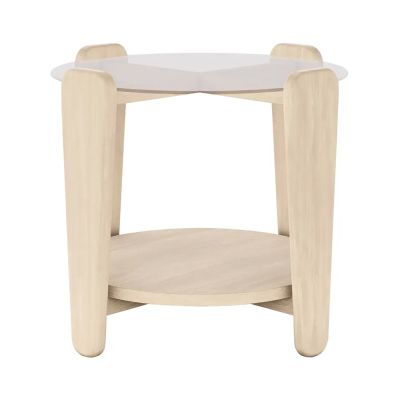 Rowico Home, Arran sohvapöytä Ø52 valkopigmentti tammi/lasi | Alk. 283,00 €