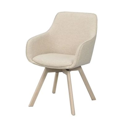 Rowico Home, Alison karmruokapöydän tuoli vaaleanbeige kangas/valkoisella pigmentillä värjätyt tammijalat