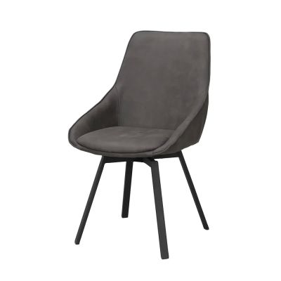 Rowico Home, Alison ruokapöydän tuoli tummanharmaa mikrokuitu/mustat metallijalat