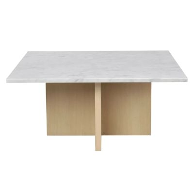 Rowico Home, Brooksville sohvapöytä 90x90 cm valkoinen marmori/valkopigmentoitunut tammi