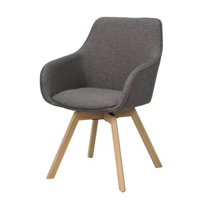 Rowico Home, Alison karmruokapöydän tuoli harmaa kangas/tammijalat