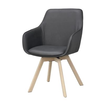 Rowico Home, Alison karmruokapöydän tuoli musta nahka/valkoisella pigmentillä värjätyt tammijalat | Alk. 405,00 €