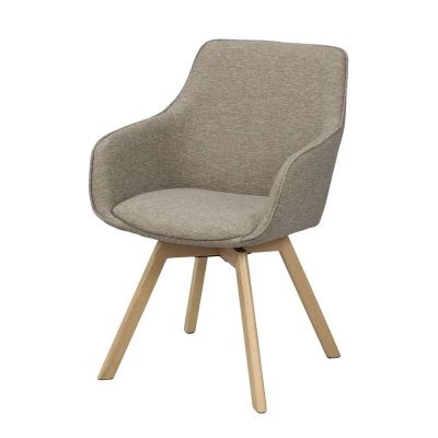 Rowico Home, Alison karmruokapöydän tuoli tummanbeige kangas/tammijalat