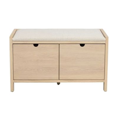 Rowico Home, Hillmond säilytyspenkki 80 cm valkopigmentoitunut tammi/beige kangas | Alk. 423,00 €