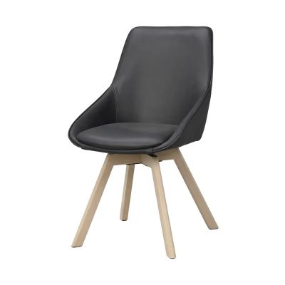 Rowico Home, Alison ruokapöydän tuoli musta nahka/valkoisella pigmentillä värjätyt tammijalat | Alk. 357,00 €