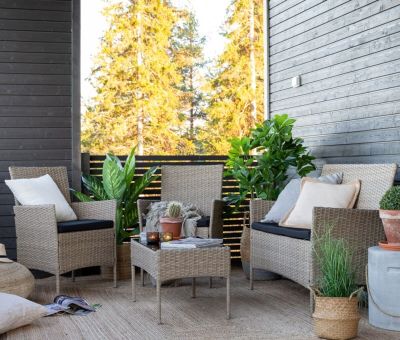 Veke Rooma sohvaryhmä luonnonväri, mustat pehmusteet, asiakaspalautus | Alk. 349,00 €