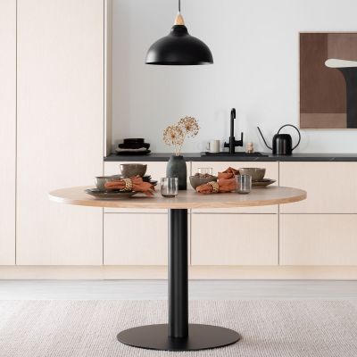 Mooda Trend pyöreä ruokapöytä Ø130 cm valkotammi/musta, asiakaspalautus