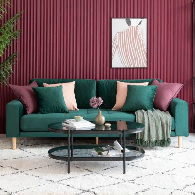 House Nordic Lido 3-istuttava sohva Bluvel 78 tummanvihreä sametti, asiakaspalau