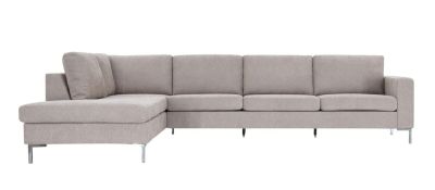 Veke Toronto XL-avokulmasohva vasen, beige Storm 06, jalka musta met. as. pal.