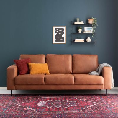 Veke Kairo 3-istuttava sohva nahkaverhoiltu, konjakinruskea kentucky 9, asiakaspalaut | Alk. 995,00 €