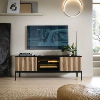 Eureka Mooa tv-taso 154x39x56 cm luonnonväri/musta, varastopoisto | Alk. 609,00 €