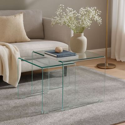 Eureka Kide 2-osainen sarjapöytä kirkas lasi