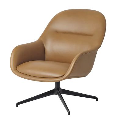 Muuto, Fiber Lounge Armchair Swivel Base - Refine Leather Cognac Anthracite Black | Alk. 2 976,00 €