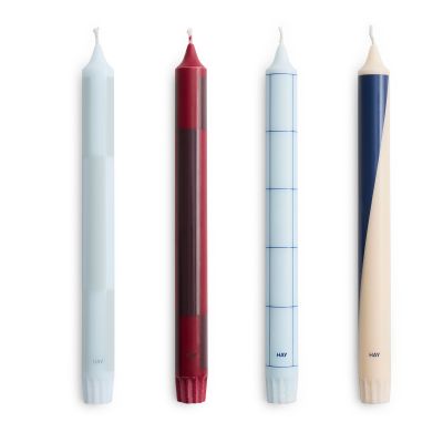 HAY Pattern steariinikynttilät 4-pack, sininen/bordeaux