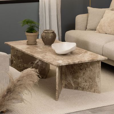 Ei brändiä Vega marmori sohvapöytä 140x70 cm matta latte | Alk. 799,00 €