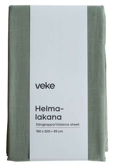 Unia Linni pellava look helmalakana 120x200+45 cm oliivin vihreä | Alk. 56,90 €