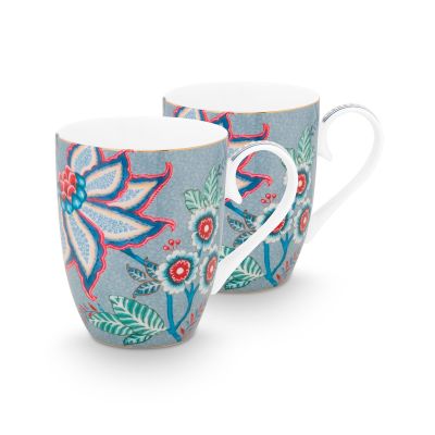 PIP Studio Flower Festival muki 35 cl 2-pakkaus, sininen | Alk. 27,00 €