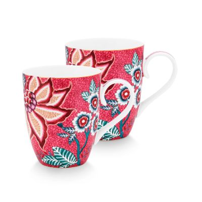 PIP Studio Flower Festival muki 35 cl 2 kpl, vaaleanpunainen | Alk. 27,00 €
