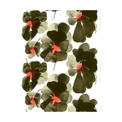 Marimekko Valssi puuvillakangas White-forest green-tomato | Alk. 49,00 €