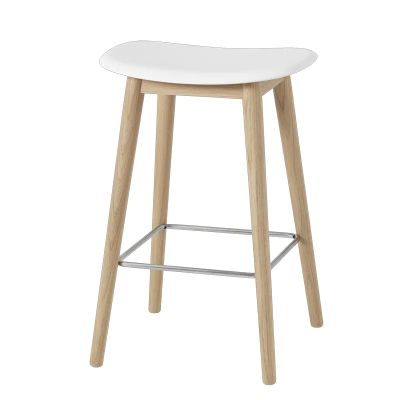 Muuto, Fiber baarituoli matala Wood Base - 65 cm - Natural White/Oak