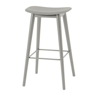 Muuto, Fiber baarituoli korkea Wood Base - 75 cm - Grey/Grey